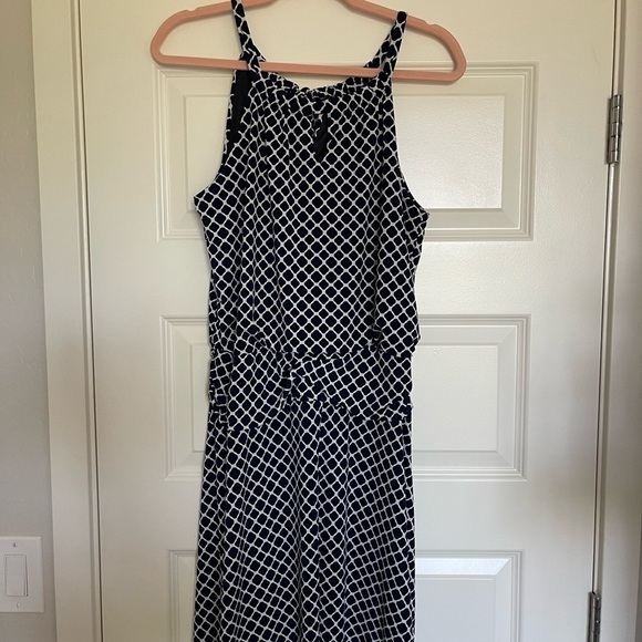 Valerie Bertinelli Dresses & Skirts - Valerie Bertinelli Navy Blue and White Dress Size 14 EUC (149)